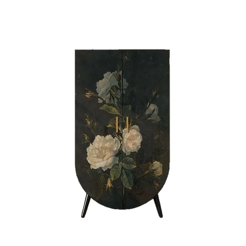 

French retro flower wardrobe bedroom living room home storage cabinet integrated wall hanging wardrobe solid wood finished