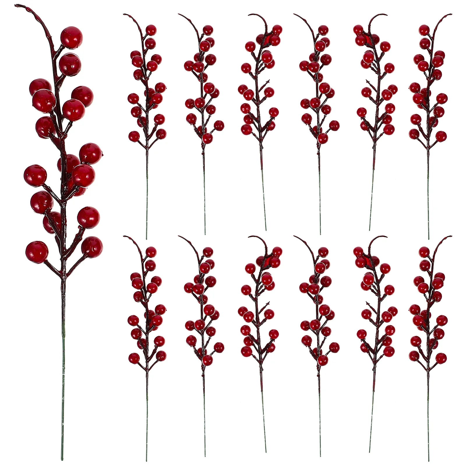 

12pcs Red Berry Decor Artificial Berry Branches Christmas Decoration Xmas Diy Home Party Table Arrangement Simulated Berries