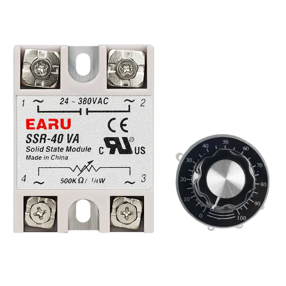 Przekaźnik półprzewodnikowy SSR-10VA SSR-25VA SSR-40VA Regulator napięcia AC24-380V Potencjometr wyjściowy do regulatora temperatury PID — zdjęcie 2