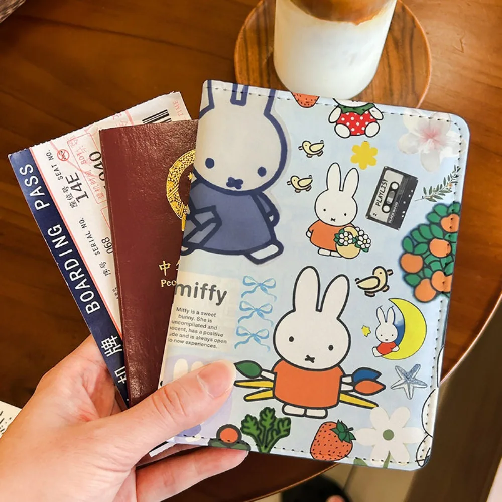 

Cute Miffy Rabbit Card Sleeve Document Cover Cartoon Passport Holder Multifunctional Storage Pouch for Travel ID Protection Gift