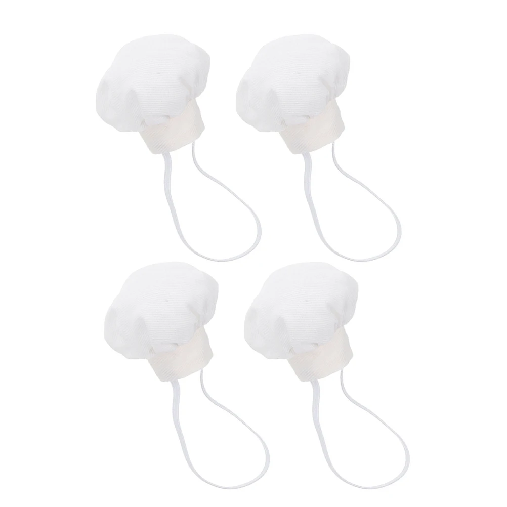 

4 Pcs Baby Chef Hat Decoration Hats for Babies Miniature Decorative Headwears Toy Dress White Caps