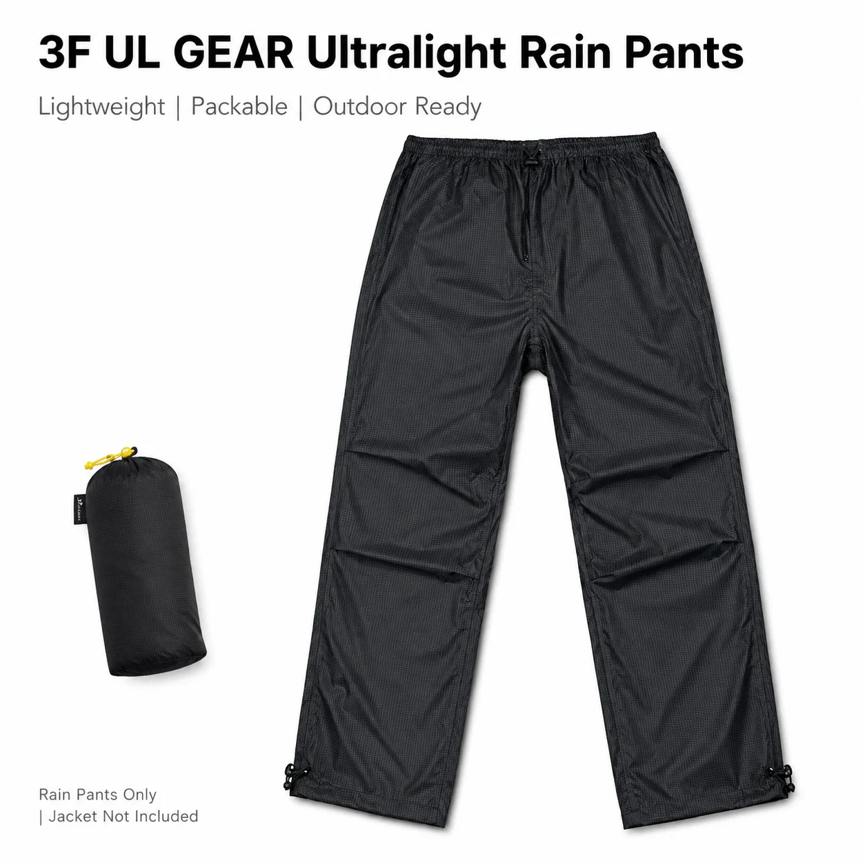 

3F UL GEAR Ultralight Packable Rain Pants 20D Dyneema Outdoor Trousers with Storage Pouch for Hiking Camping Trekking Travel