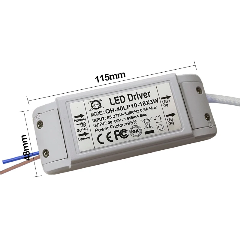 High PF Isolated 10-18x3W 650mA LED Driver 12x3W 14x3W 15x3W 16x3W 18x3W 30W 40W DC30-60V High Power LED Powr Supply For LED Lig