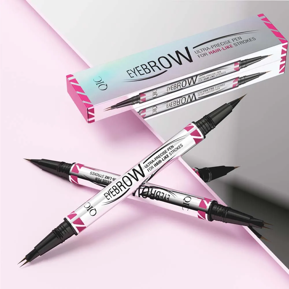 Crayon à sourcils fourchu à Double extrémité avec brosse à sourcils, crayon à sourcils liquide à deux griffes, imperméable et sans bavures