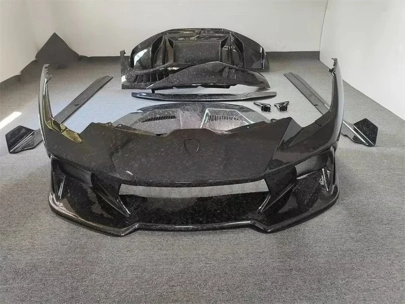 KQX Dry Carbon Forged V-style Pattern Front and Rear Fenders Side Skirts Spoilers Engine Hood for  LP580 LP610 Body Kit