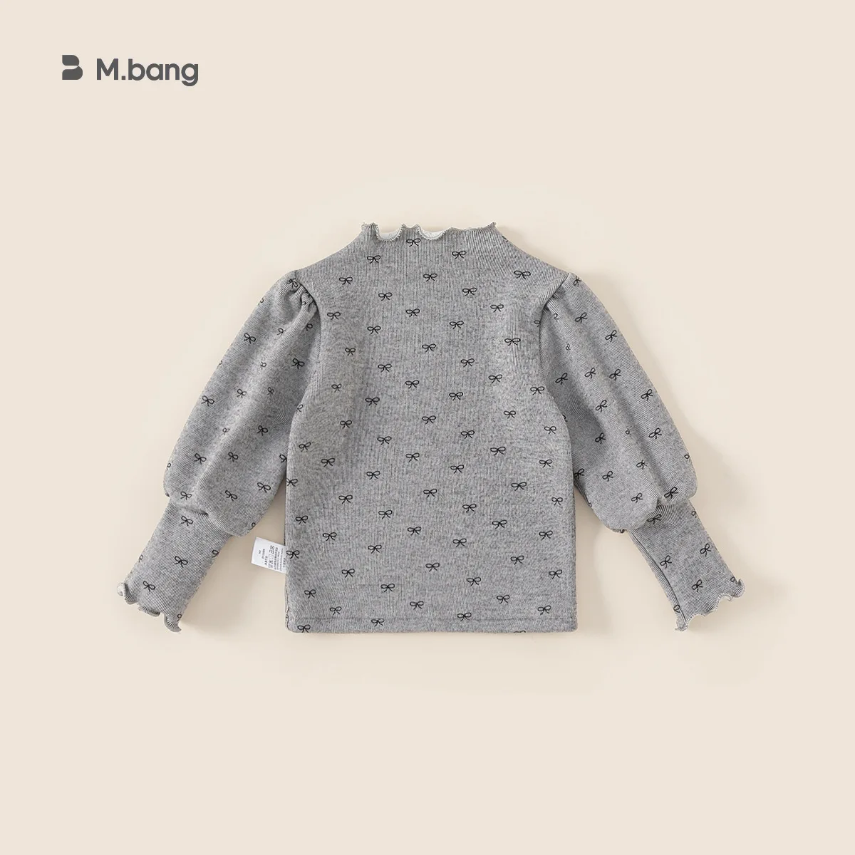 

Winter Bow Inside Children's Top with Western Style Bundle Sleeves, One-piece Velvet Girls' Base Shirt with Long Sleeves
