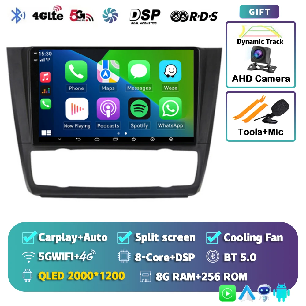 Android 15 Voor BMW 1-Serie E88 E82 E81 E87 2004 - 2011 2K QLED Android Autoradio multimedia Video Player GPS stereo CarPlay 4G