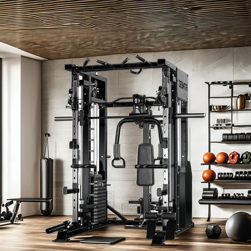 

Многофункциональный силовой тренажер-клетка (Smith Machine) для тренировок с отягощениями, бодибилдинга и приседаний