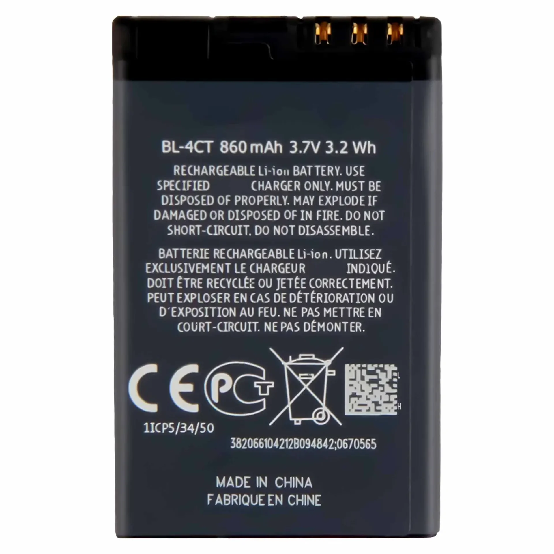 BL-4CT  Replacement Battery For Nokia 5310 5630 7230 X3 BL-4CT 860mAh Mobile Phone High Quality Built-in Lithium Bateria