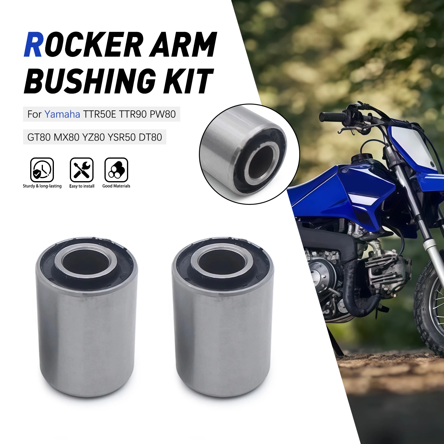 2x Swingarm Bushings Kit For Yamaha RD60 LB50 GTMX RS100 LS2 G7S TTR50E TTR90 PW80 GT80 MX80 Motorcycle Accessories