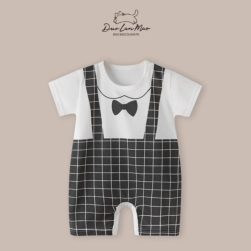 Baby Clothes Bodysuit for Newborn Infant Jumpsuit Boys Girls Letter Print Short Sleeves Romper Toddler Onesies 0 to 12 Months