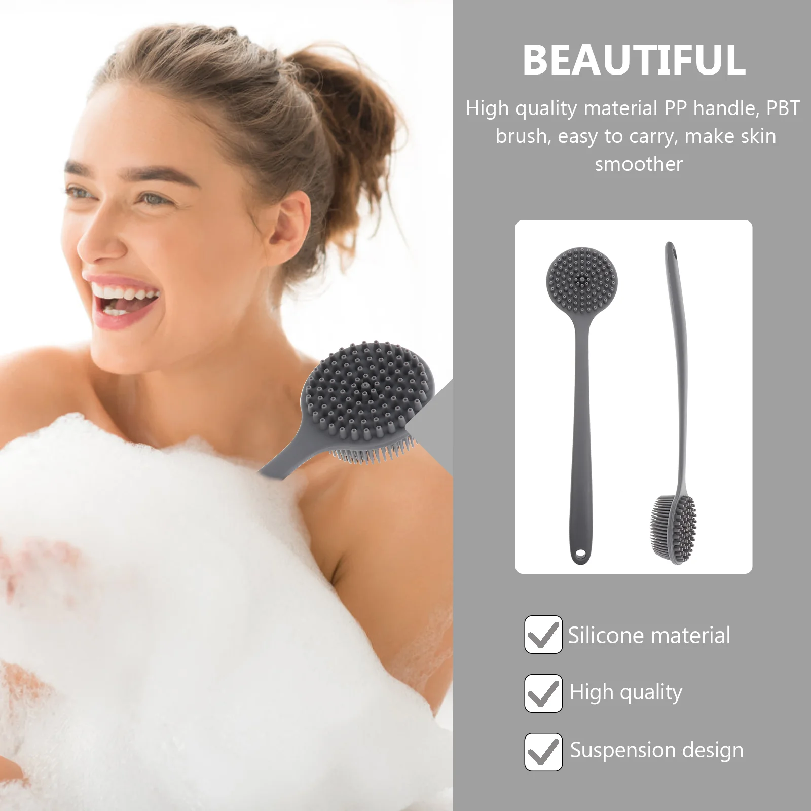 Self Tan Back Applicator Long Handle Bath Brush Washing Machines Shower Scrubber Electric Silica Gel