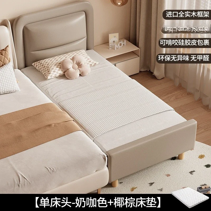 Letto di giunzione per bambini in legno massello Comodino ampio piccolo con guardrail Letto di giunzione per culla per ragazzi e ragazze