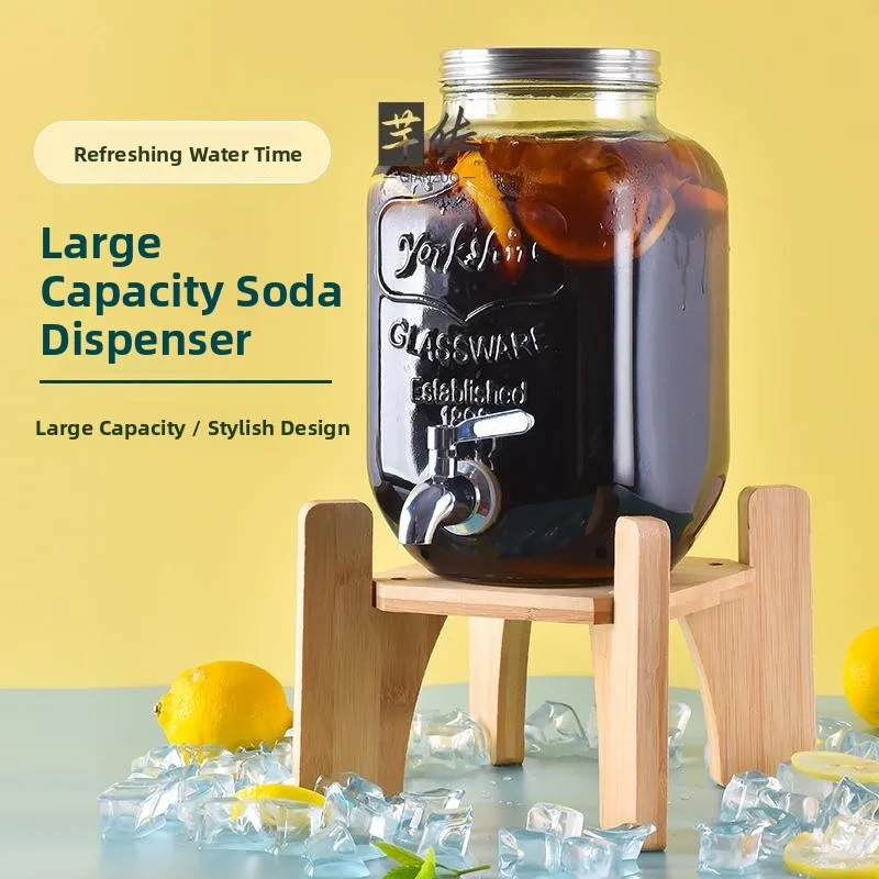 حوض مشروبات زجاجي كبير السعة مع صنبور البيرة التجارية كوكا كولا شاي الفواكه زجاجة تخمير وعاء عصير المشروبات الباردة #2