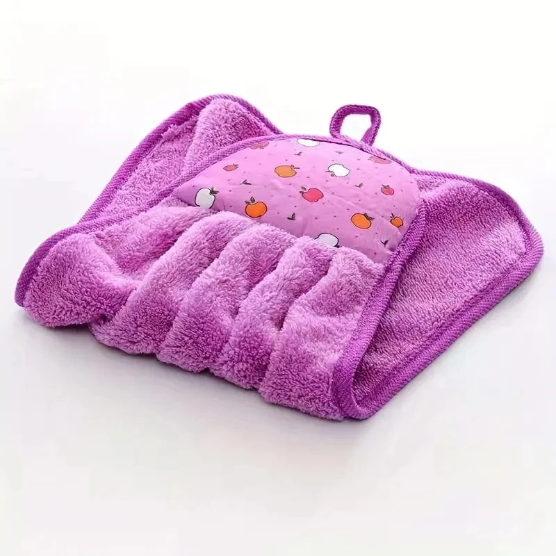 3pcs Coral Fleece Fingertip Towel, Hanging Towel For Wiping Hands, Household Dishwashing Cloths For Bathroom, Bathroom Supplies