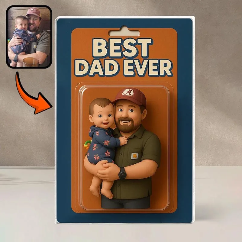 

Personalized Father's Day Gift Custom Photo Dad And Kids Acrylic Plaque Action Figure Acrylic Block Best Dad Ever Block Plaque