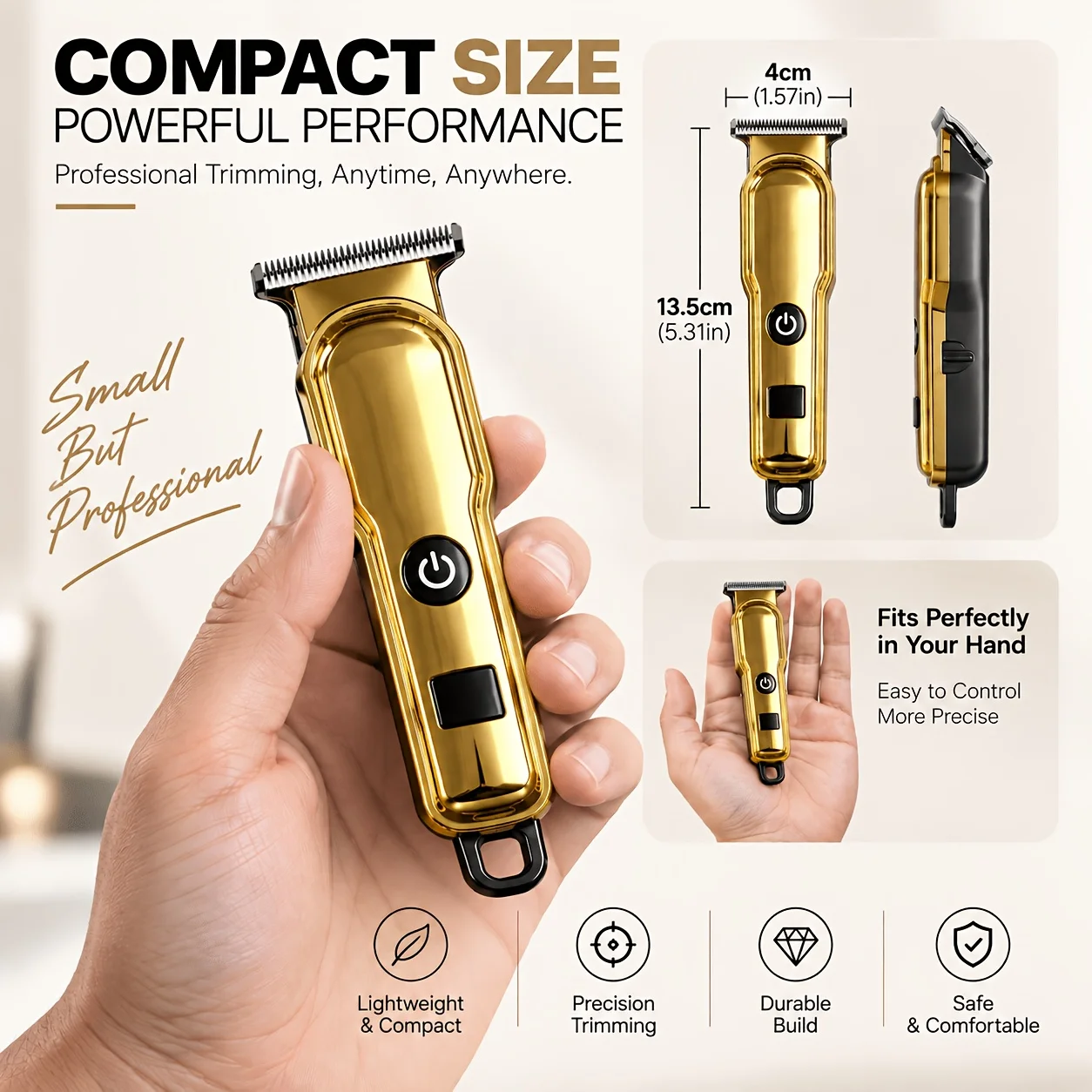 Multifunctional Mini Electric Hair Clipper, T-Shaped Fine Trimming Blade, Smart Digital Display for Power Reminder, Rechargeable Wireless Portable Design, Includes 1.5‑4mm Four Different Guide Combs, Cleaning Brush, USB Charging Cable, Lightweight Body for Easy Holding, Silent Operation with Low Vibration, Does Not Hurt the Scalp, Men's Bald Head Grooming Tool, Sideburn Trimming, Children's Hair Cutting, Portable Hairdressing Tool.