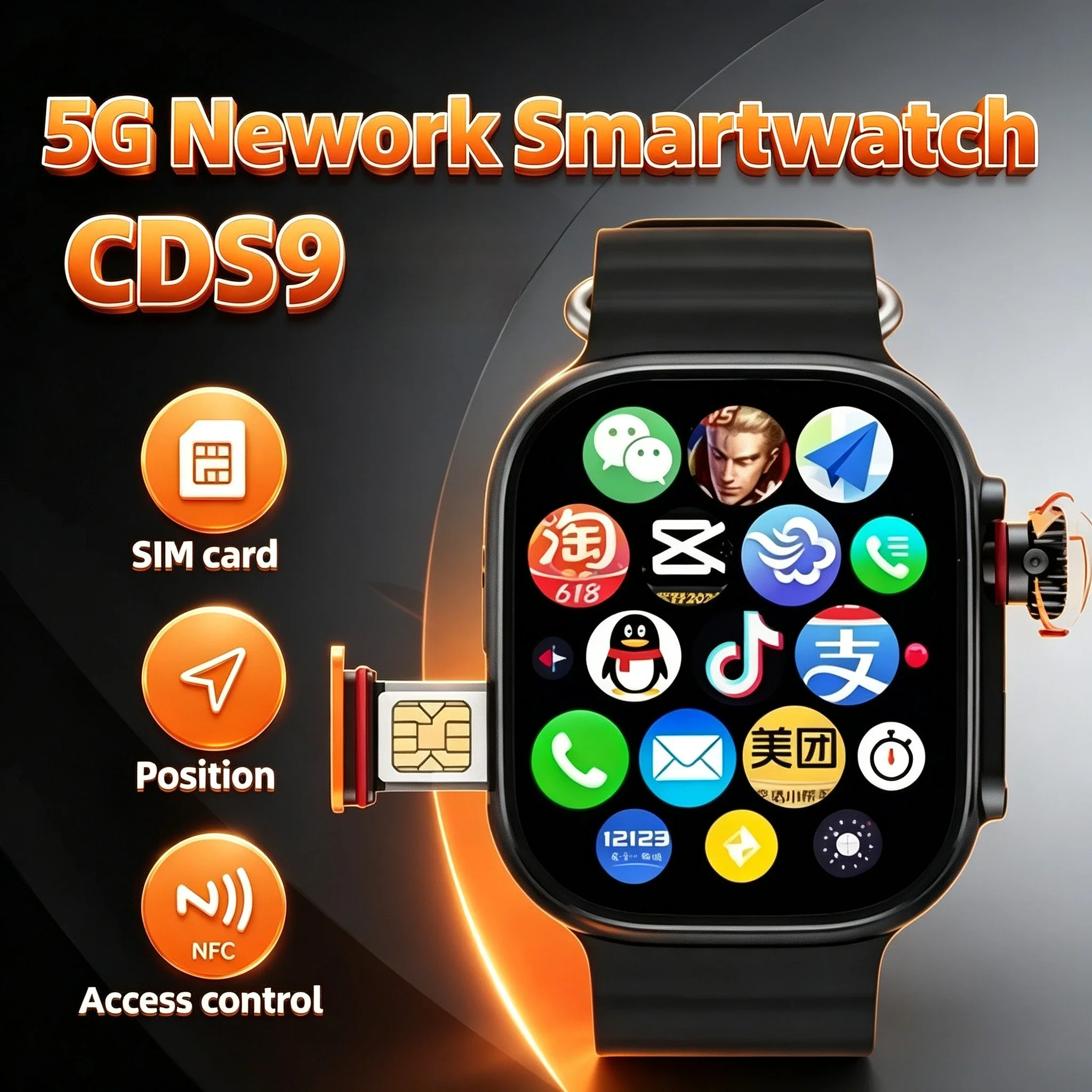 CDS9  5G Network SmartwatchSIM Card Rotating Camera Android 9.0 Bluetooth GPS Positioning Google Play Global Version Smartwatch