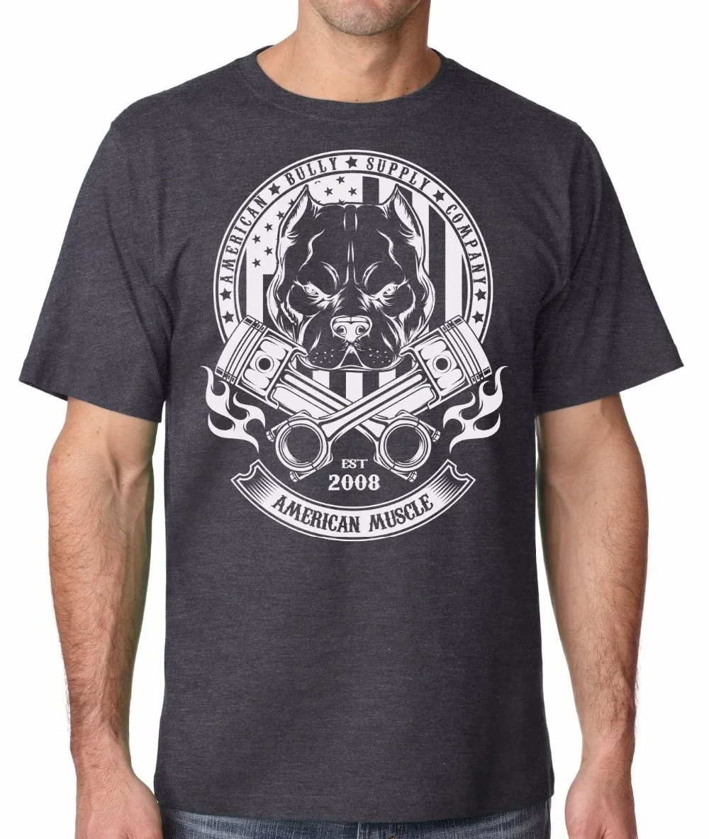 Camiseta American Bully Pitbull American Muscle Car. Camisetas casuales de manga corta 100% algodón talla superior suelta S-3XL