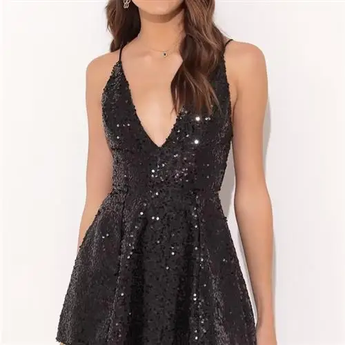 Sukienka do tańca latynoamerykańskiego z brokatem, seksowna, czarna odzież do jazzu, salsa/ballroom/tango/cha cha/rumba/samba