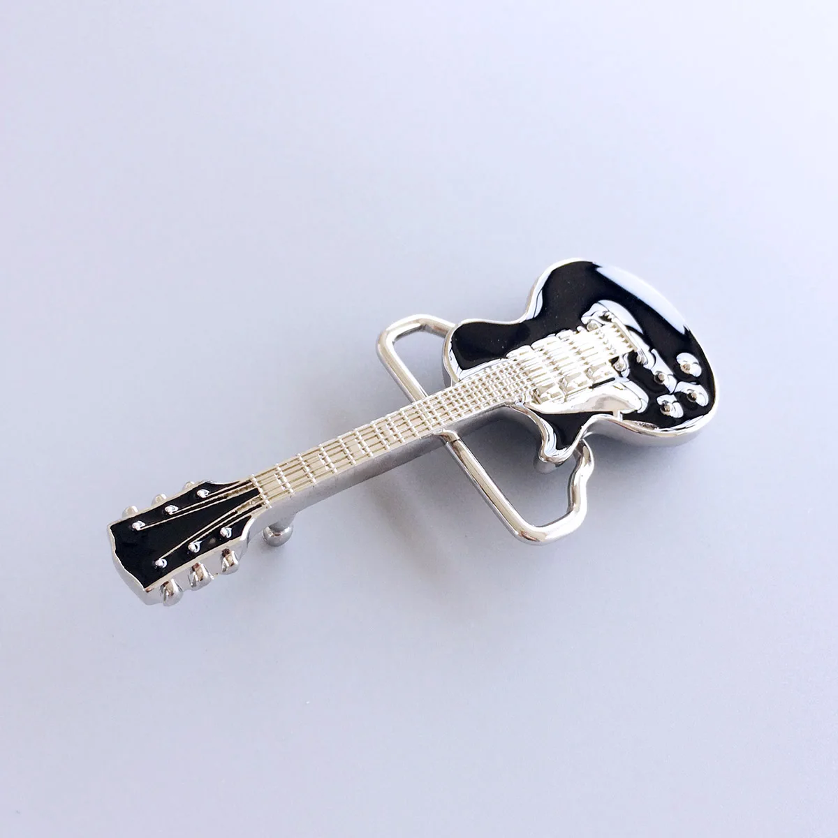 Black Enamel Electric Guitar Music Belt Buckle BUCKLE-MU046BK
