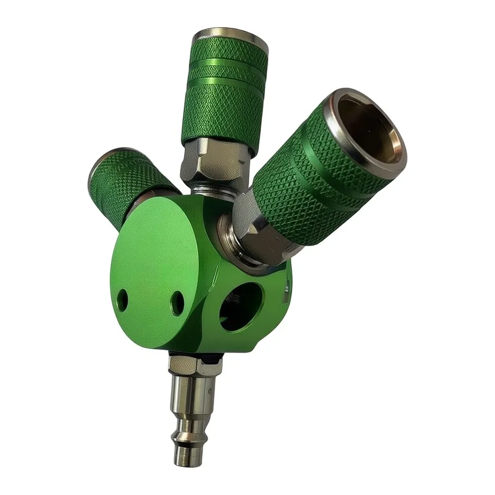 T-Junction 3-Way Self-Locking Air Coupler Aluminum for Pneumatic Tools 1/4in NPT Thread Quick Connect 14.5x14x2.3cm
