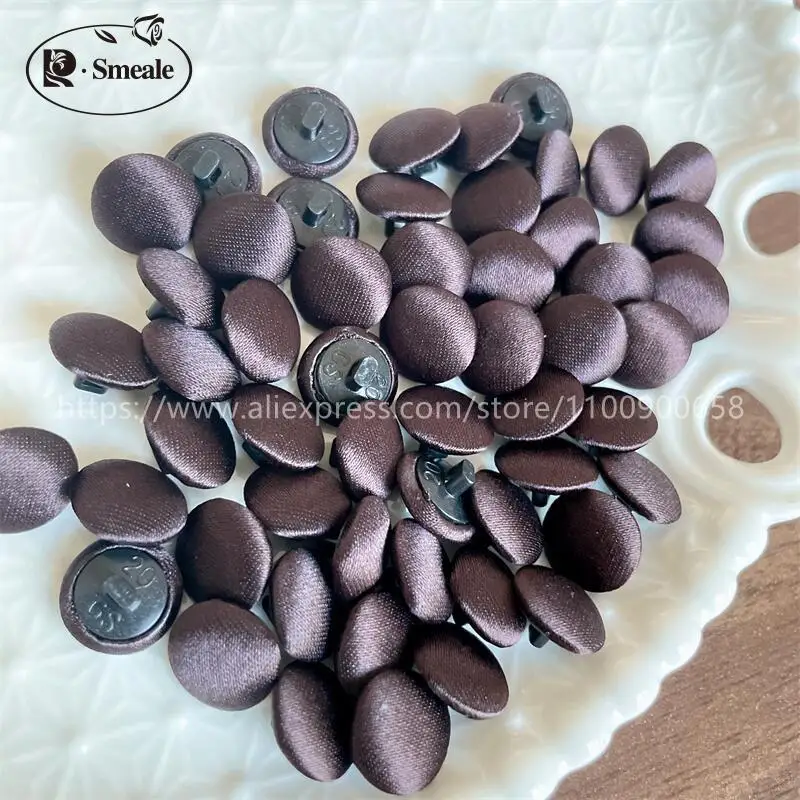 1 Set (50 Knöpfe, 50 Knopfloch) 1,1 cm, Satin-Knopfloch für die Rückseite eines Hochzeitskleides, handgemachtes DIY-Zubehör, bunte Knöpfe – Detail 24