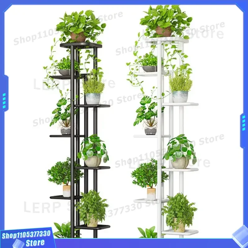 Multi Layer Steel Wood Flower Stand Indoor Balcony Living Room Bedroom Floor To Ceiling Storage Rack For Plants Home Decor