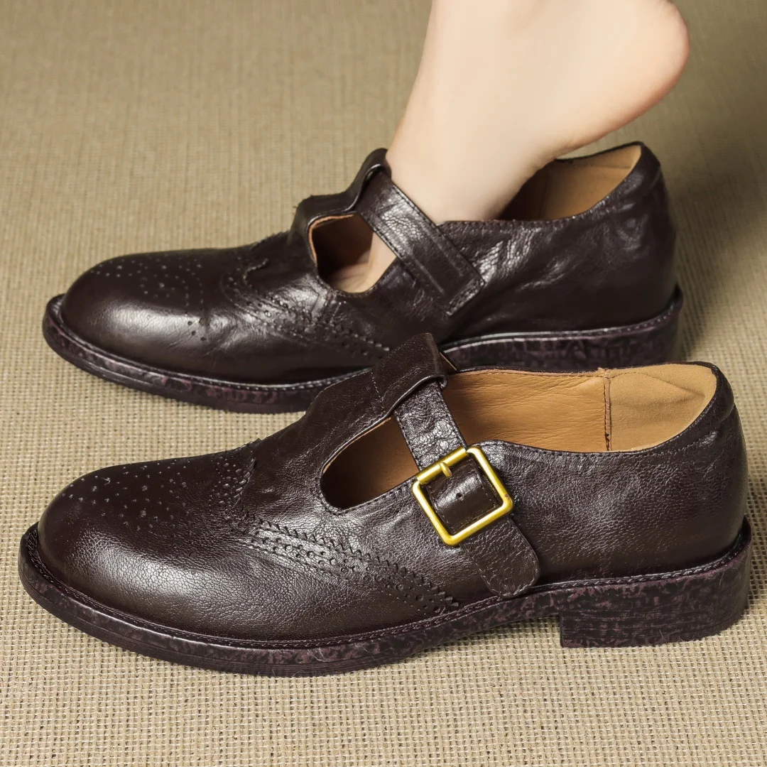 

Женские лоферы без шнуровки на плоской подошве из овчины с круглым носком и резьбой в британском стиле, мягкие удобные повседневные мокасины высокого качества