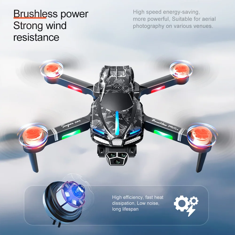 V186 Brushless Triple Camera flusso ottico Drone 6K ESC fotografia aerea Quadcopter RC Aircraft