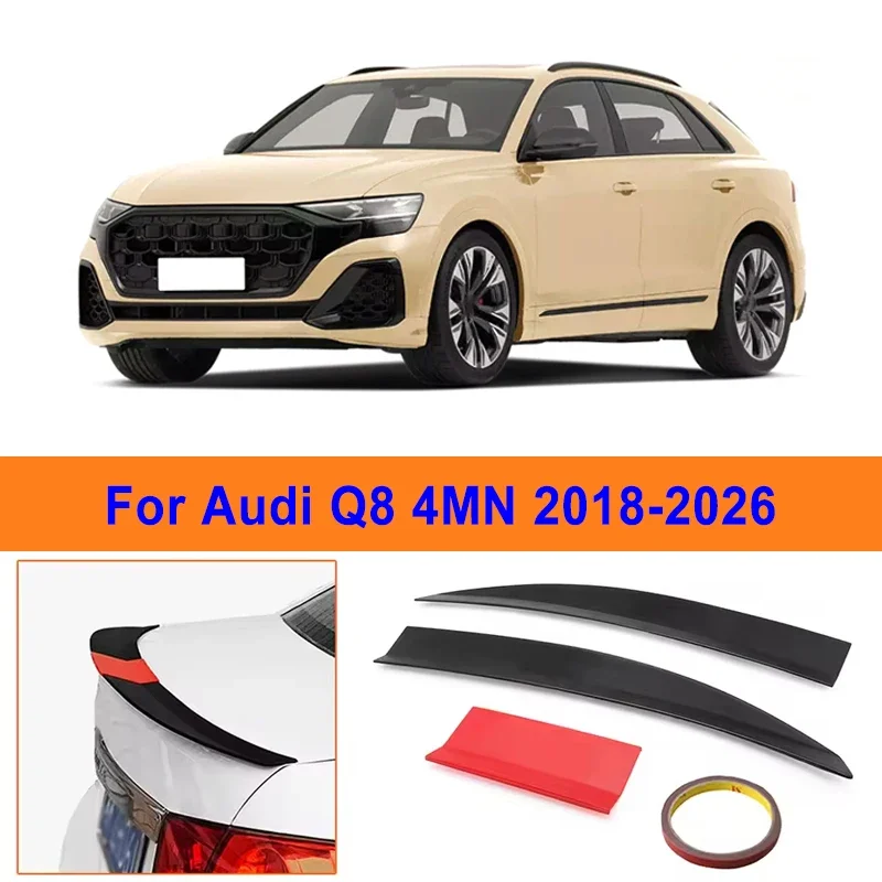 

For Audi Q8 4MN 2018-2026 3-Section ABS Rear Trunk Spoiler 115-125cm Adjustable Sports Decor Top Wing Car Exterior Parts
