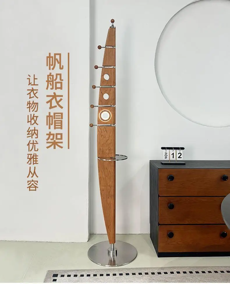 Medieval solid wood sailing coat rack Single pole hanger