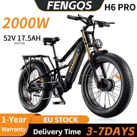 FENGQS H6PRO 2000W Adult Electric Mountain Bike 52V 17.5Ah Battery 160Nm Torque All-Terrain Fat Tires Climbs 45 ° Slopes E-Bike