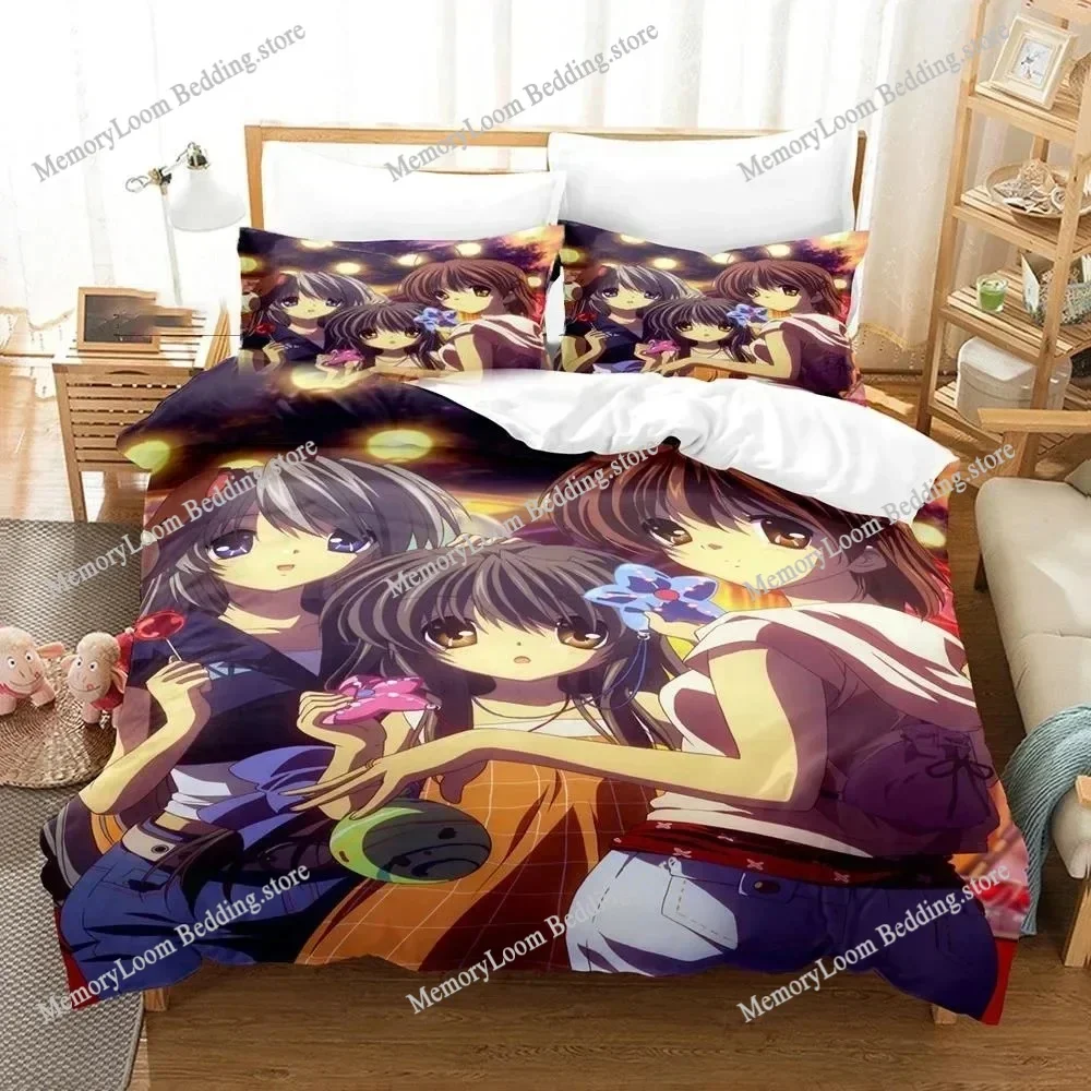 Game Theme Popular Clannad Nagisa Furukawa Bedding Set King/Queen Size Duvet Cover 3D Print Cozy Soft Home Textile Decor