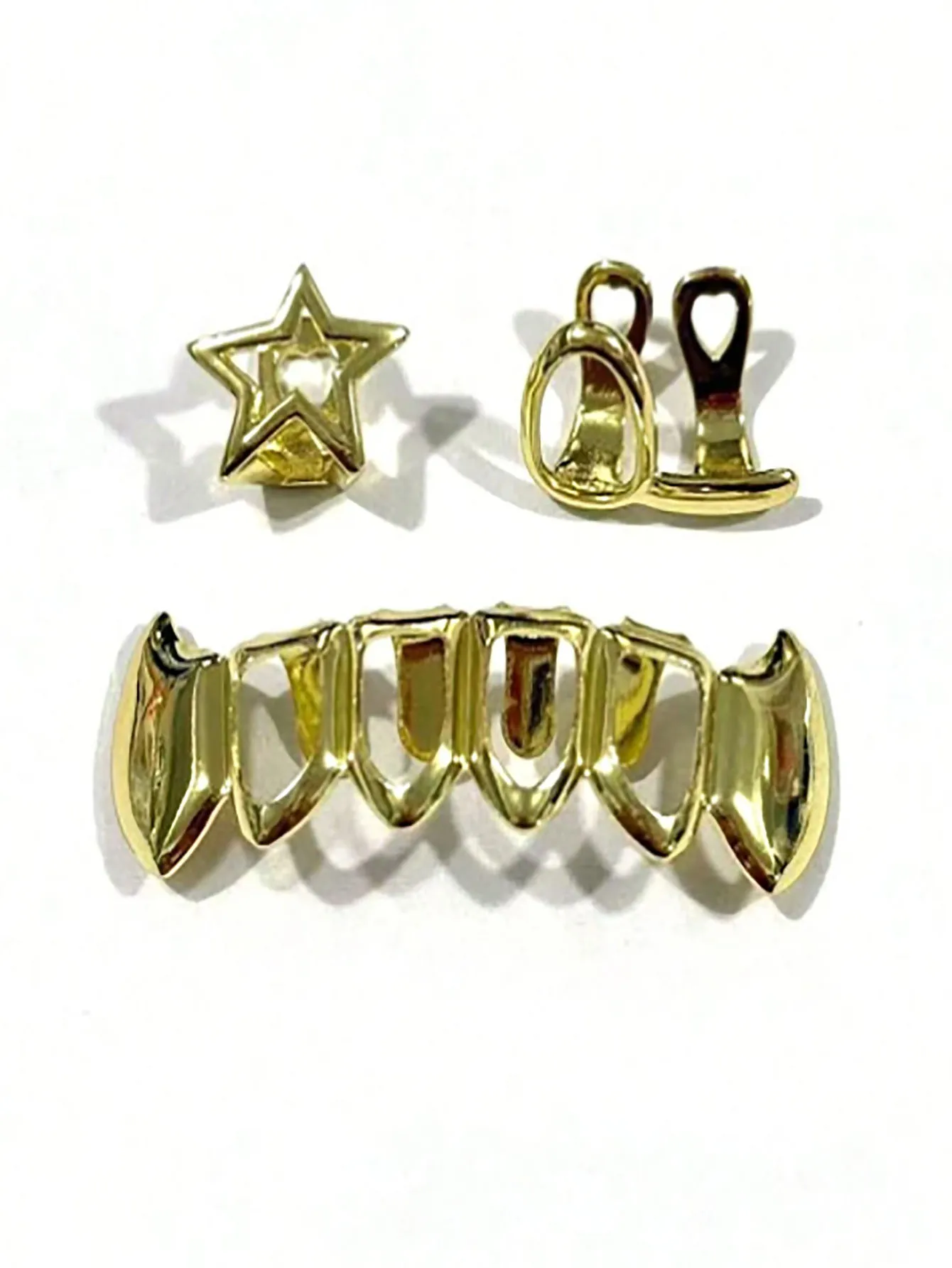 Fashionable Dental Jewelry With Stars/Hollowed-Out Horizontal Bars/Four-Hollowed-Out Lower Teeth Hip-Hop Dental Jewelry