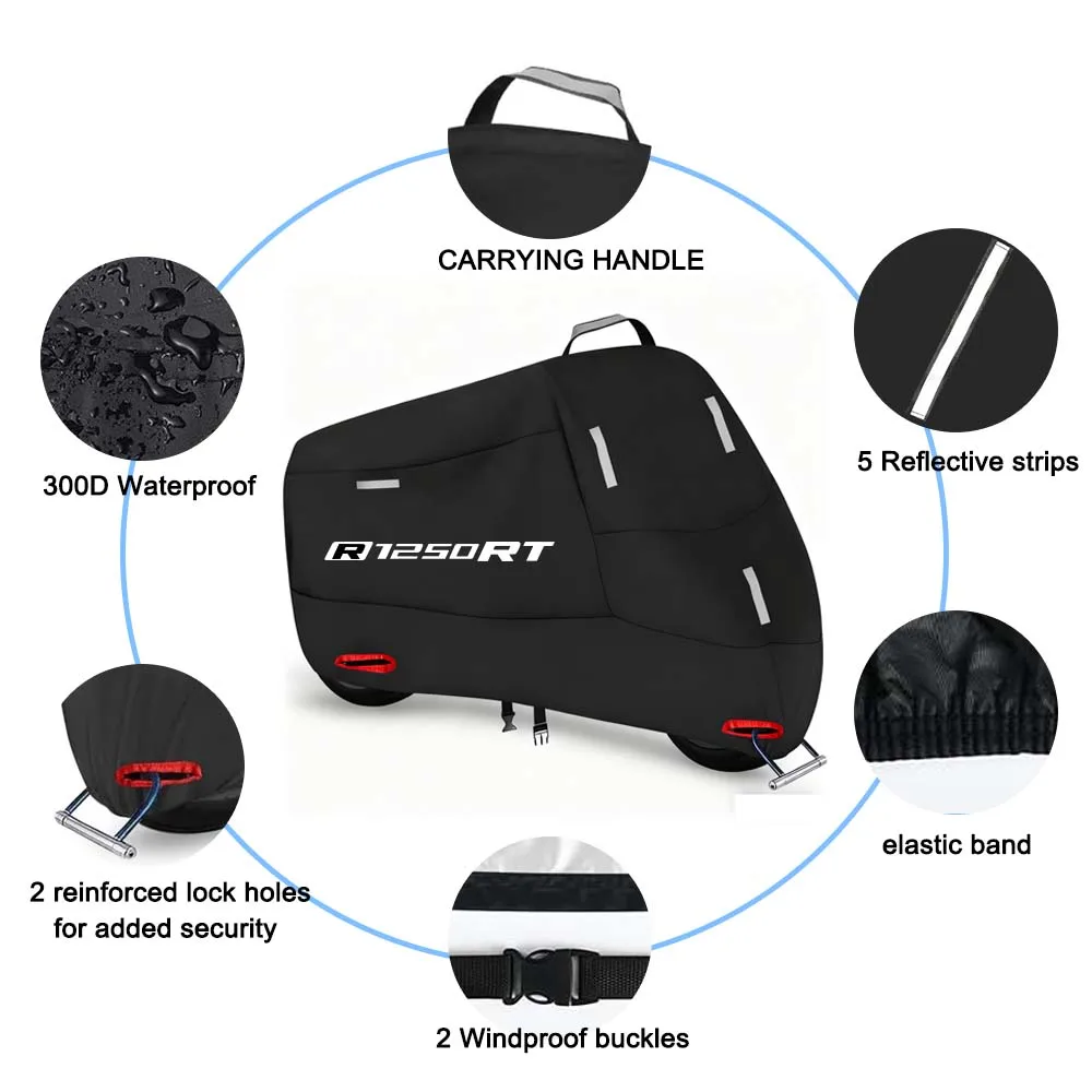 Motorcycle Cover 300D Oxford Waterproof Outdoor Indoor Snow Dust UV Protection for R1250RT R 1250 RT 2019-2024