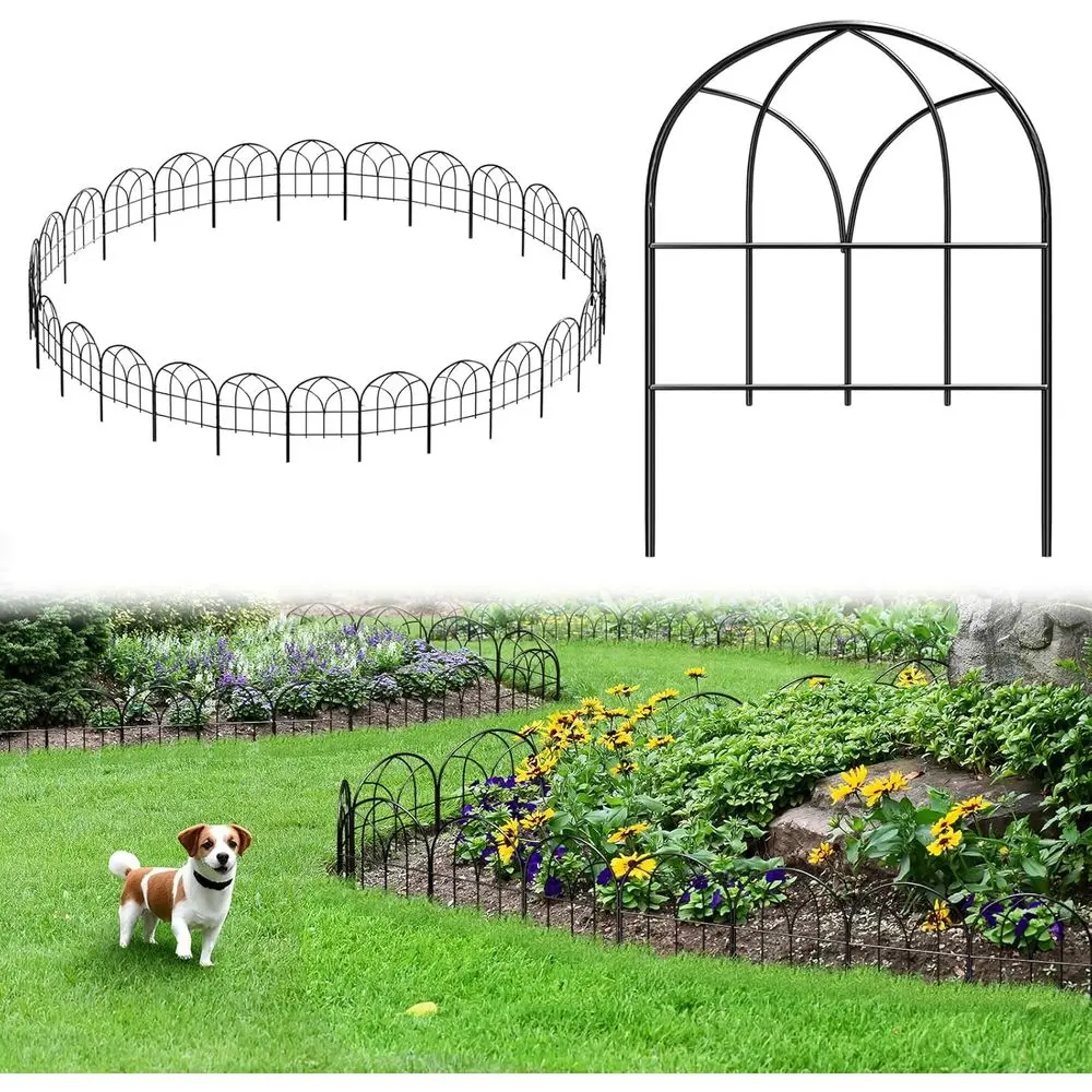 

Декоративная металлическая панель для садового забора 25,5 x 6,5, набор из 26 штук, установка без копания, идеально подходит для двора, в качестве заграждения для собак и для цветочных грядок.