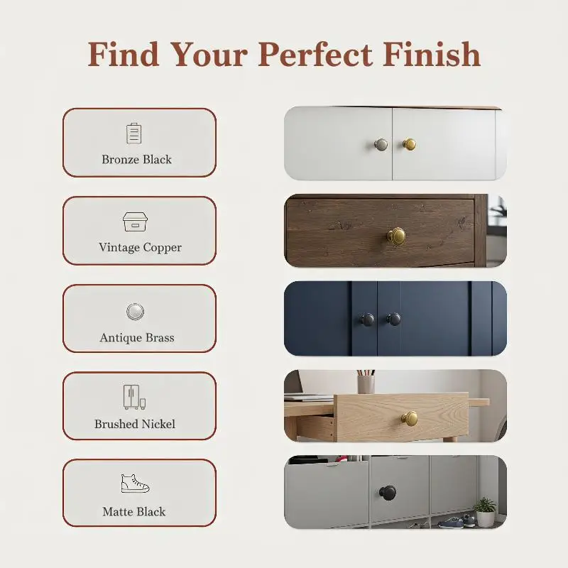 Mushroom Single Hole Cabinet Handle Matte Bronze Black Anti-Corrosion Pull for Shoe Cabinet Drawer Bathroom Vanity Hardware