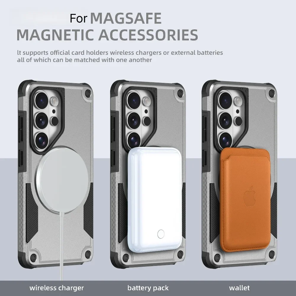 Rugged Hybrid 360° Magnetic Ring Stand Phone Case For Samsung S26 Ultra Plus For MagSafe Wireless Charging Drop Protection Cover