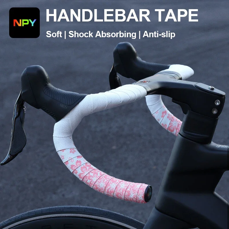 Road Bike Handlebar Tape Sakura Pattern Comfortable Bicycle Handle Cover Strap Speed Racing Shock Absorber Handlebar Strap Tapes