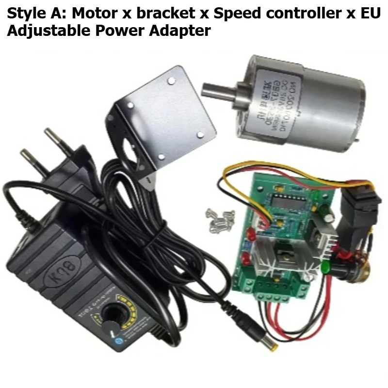 JGB37-3530 DC speed reducer motor with 12V and 24V adjustable power adapter and speed controller