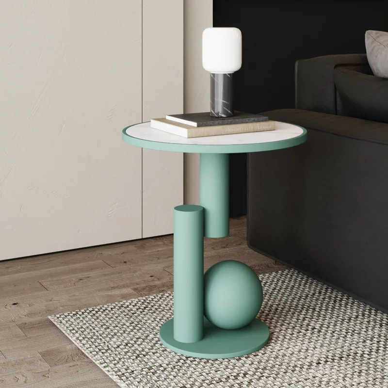 FULLLOVE Light Luxury Modern Bedside Table Bedroom Simple Furniture Sofa Wrought Iron Tea Table Ins Wind Rock Board Side Table