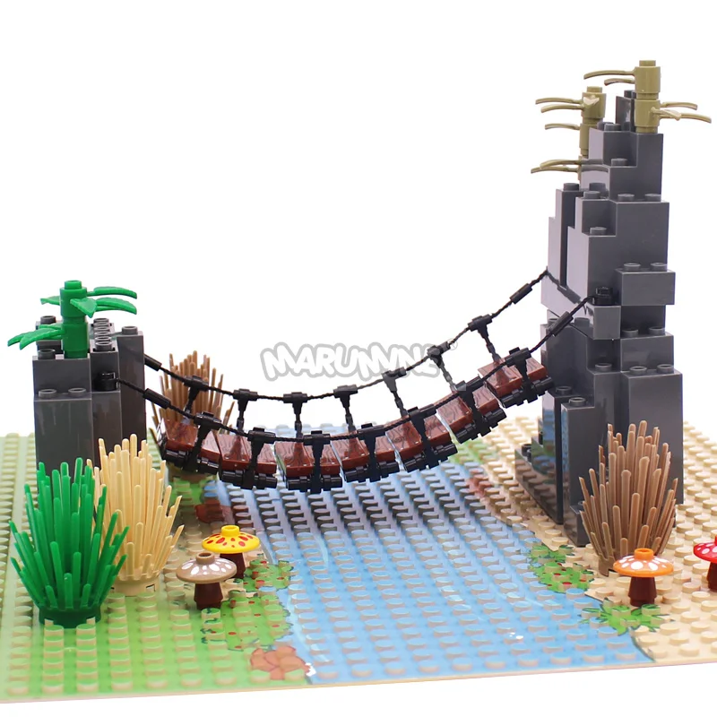 Marmine MOC Blocks Drawbridge Set Mountain Jungle Forest Construction Building Bricks Parts DIY Small Particle 6083 6082 63141