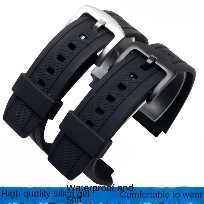 For CASIO Edifice 5119 EF-552 EF-552D Black Men\'s Resin watchband 25*20mm Convex mouth Waterproof Rubber Strap Silicone Bracelet