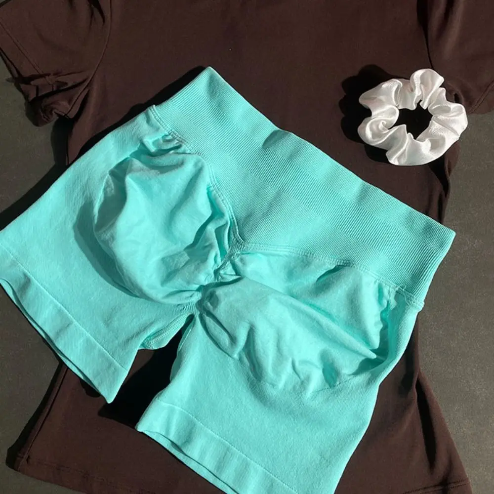 

Бесшовные леггинсы, спортивные шорты, эластичные дышащие шорты для фитнеса, однотонные облегающие шорты для йоги, женские шорты для фитнеса