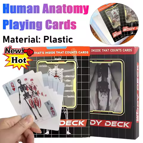1-3PCS Human Anatomy Poker Cards The Body Deck Skeleton Playing Cards Waterproof Plastic Playing Cards Fun Halloween Board Game