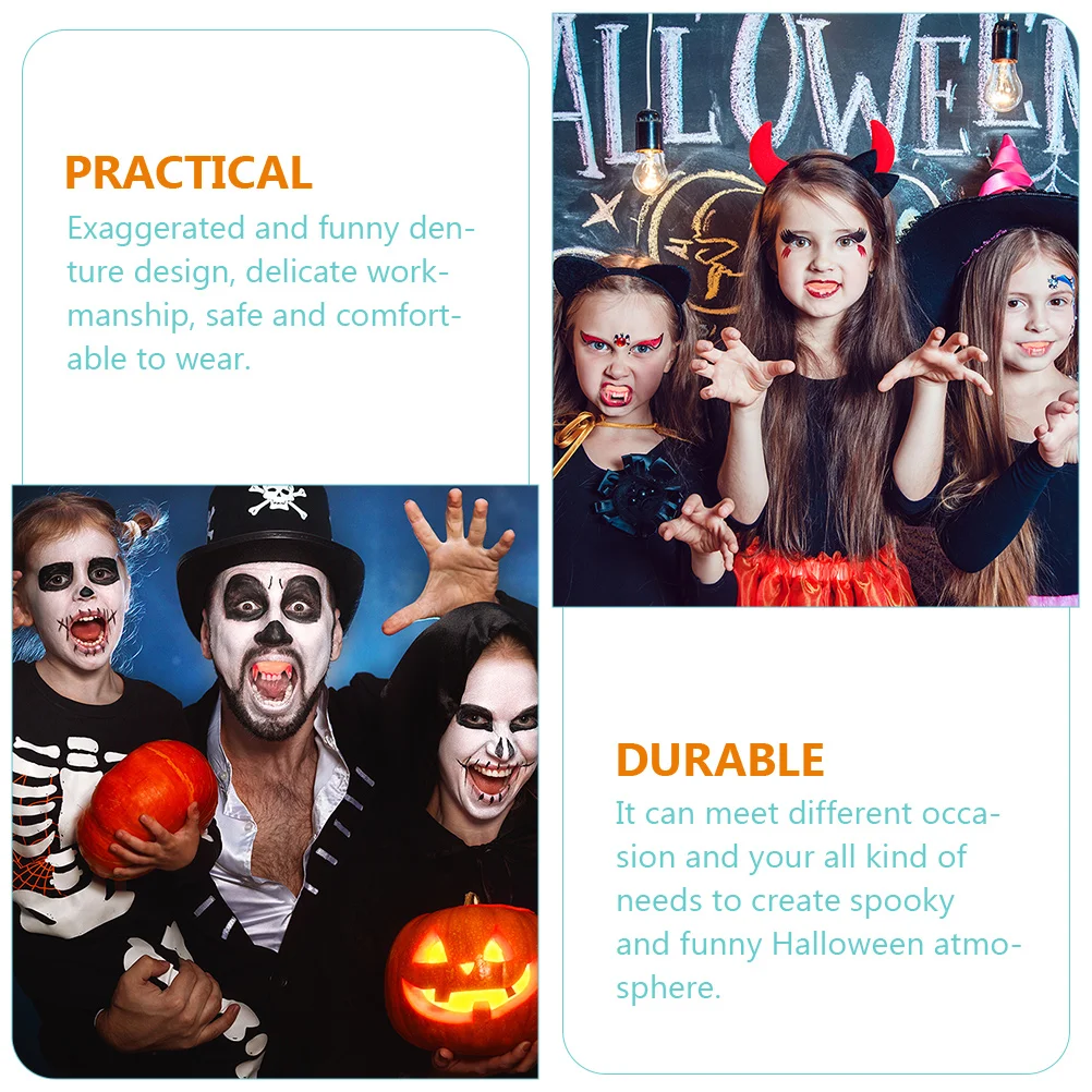 

24 Pcs Ugly Teeth Prank Dentures Retractable Vampire Fangs Gem Scary Child Costume