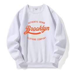 Letter, Brooklyn, New York City, Usa Hoody Men Fleece Comfortable Warm Hooded Sport Fashion Sweatshirt Basic All Match Hoodies