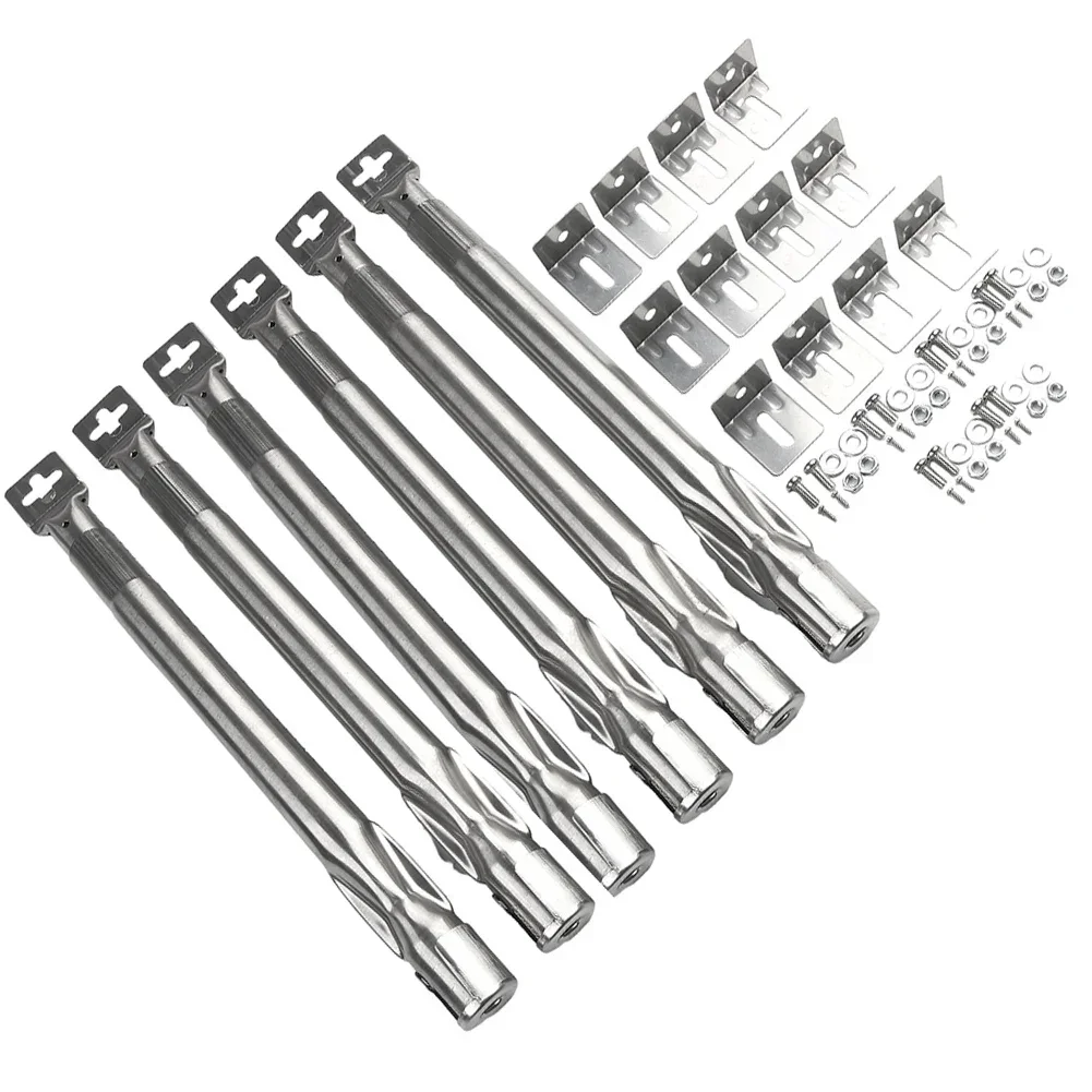 

6PCS/Set Stainless Steel Burners BBQ Grill Pipe Adjustable Barbecue Tubes Burners Outdoor Indoor Gas Grilling Replacement Parts