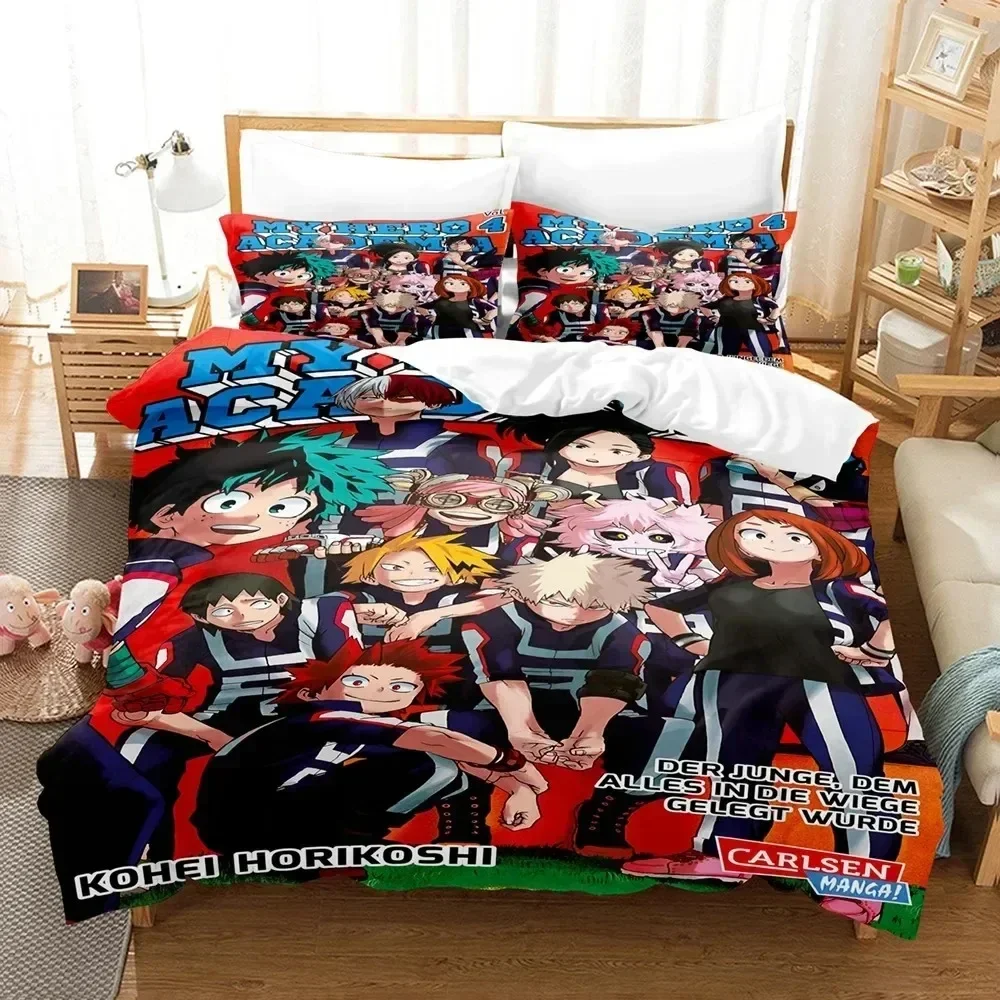 

TOP My Hero Academia Bedding Set Japan Anime Soft Bedclothes Single Double Queen Twin Full Size Duvet Cover For Teens Boys Bed